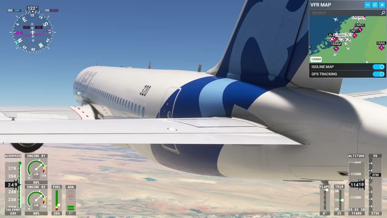 MSFS 2020 A320 from Abu Dhabi to Dubai (IFR Practice 9070XT)