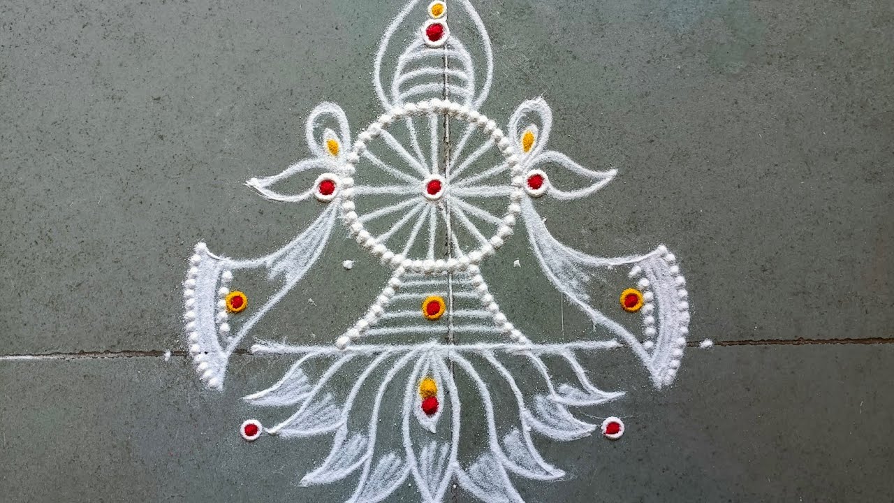 Easy chakram muggulu design|chankra kolam7X1 dots|chakra rangoli design
