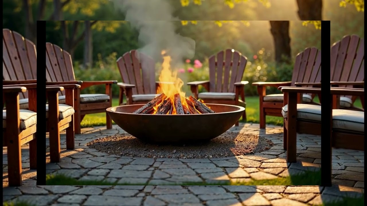 Cozy garden setting at dusk.