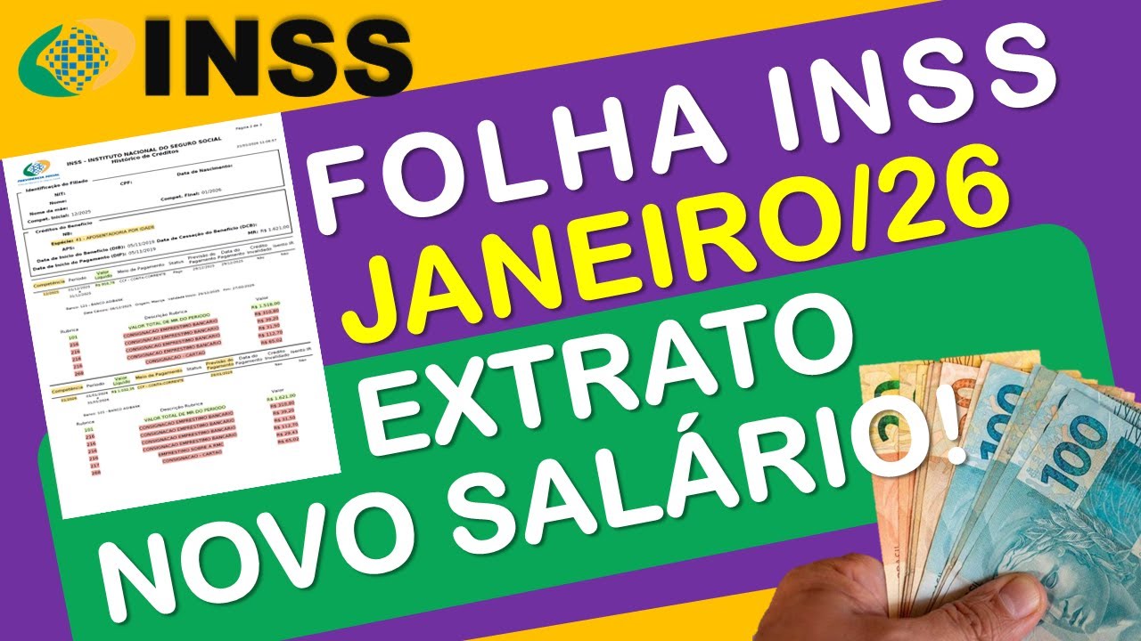 INSS: FOLHA DE PAGAMENTO JANEIRO 2026 NOVO SALÁRIO