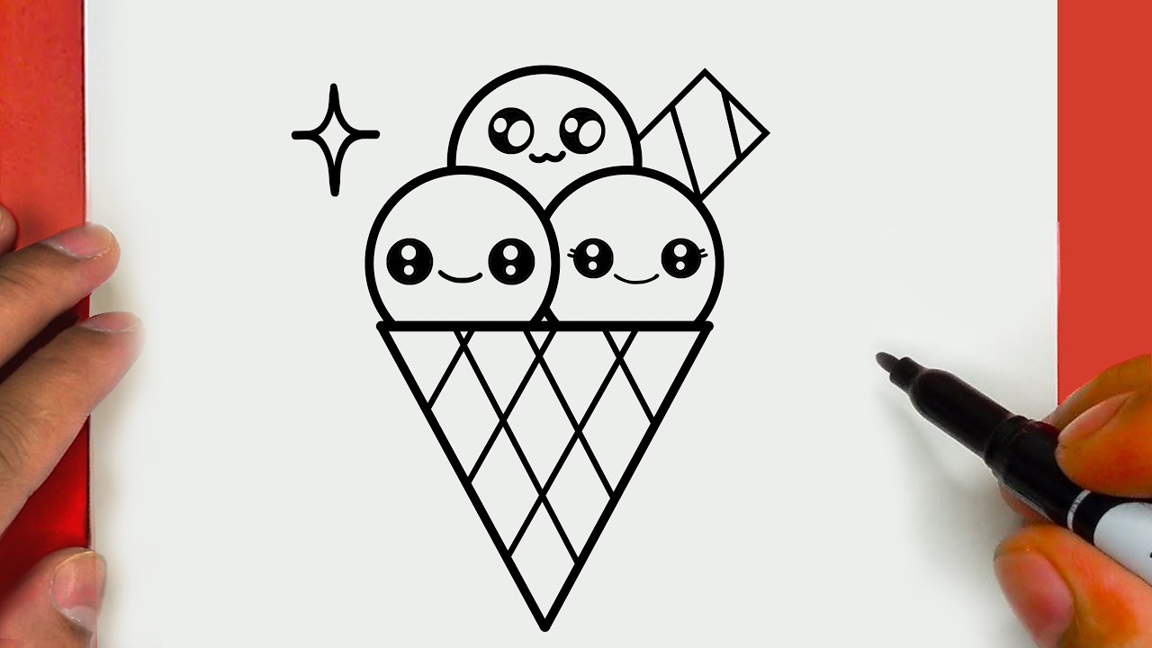 COMO DESENHAR UM GELADO FOFO, PASSO A PASSO, JACKDesenhos
