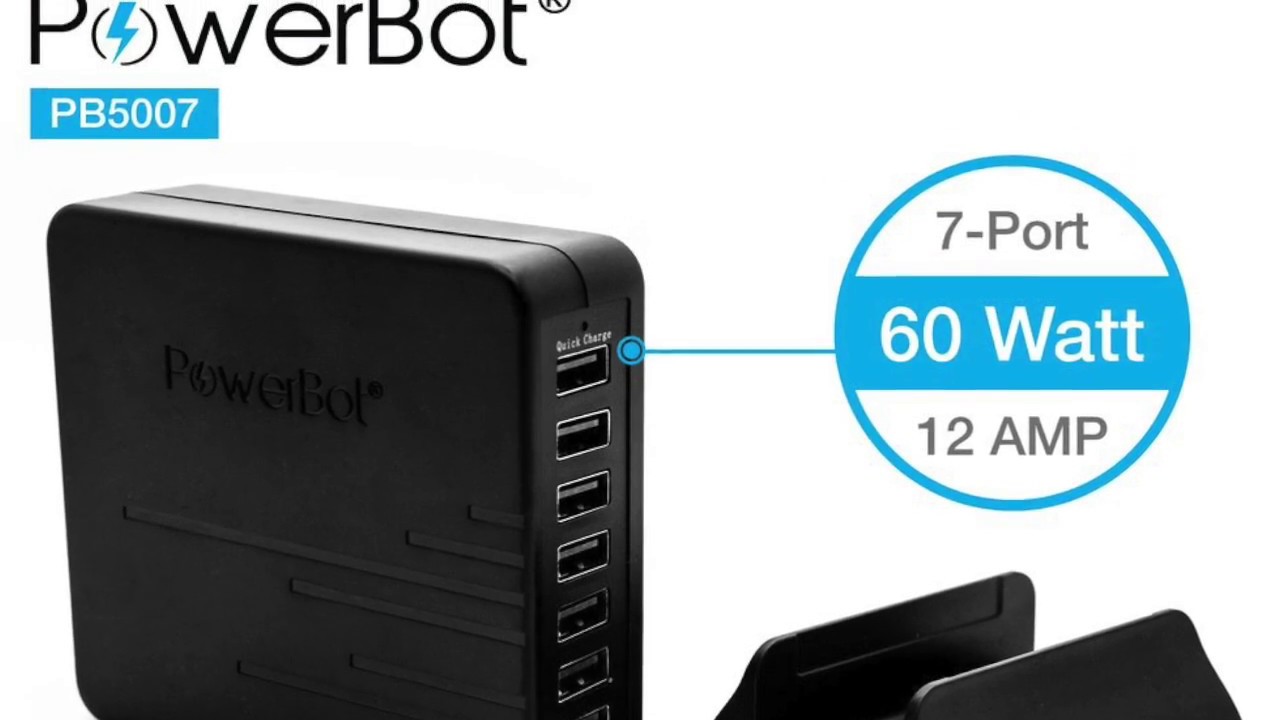 PowerBot PB5007 Ultra High-Performance 60W 12A 7 Port USB Charger by SoundBot