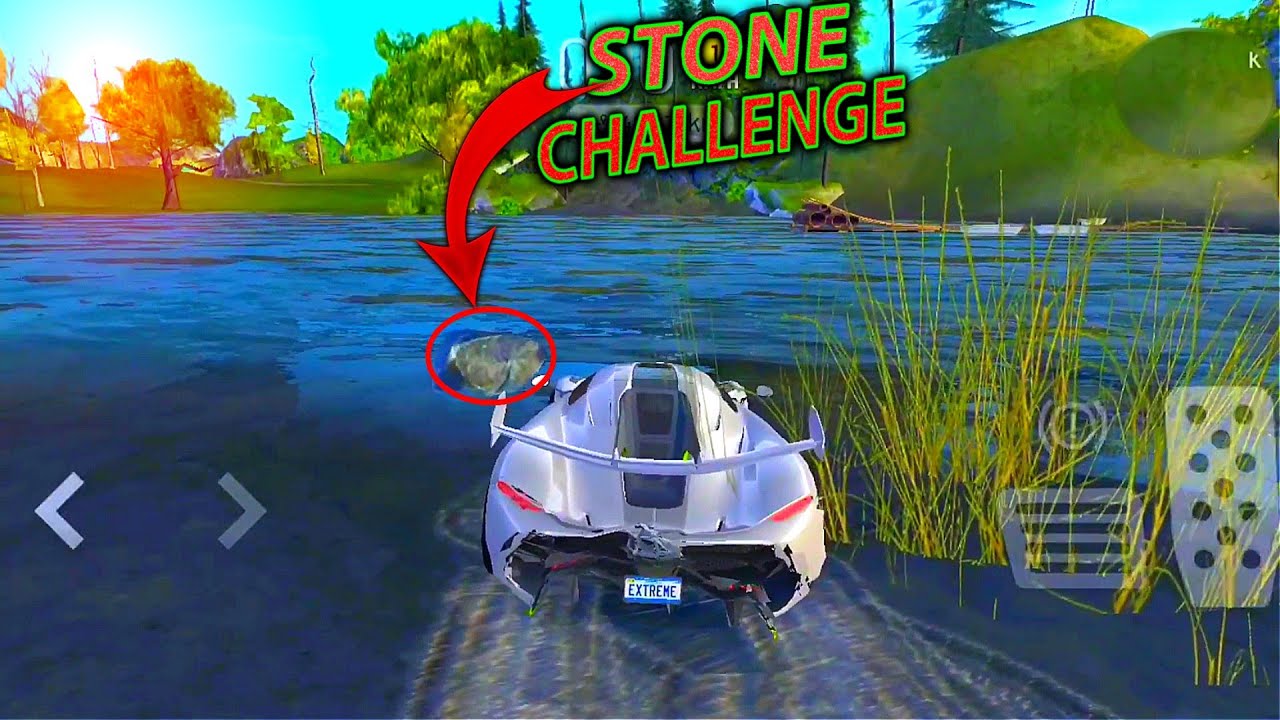 extreme car driving simulator - stone vs koenigsegg car challenge | stone challenge in water 😜