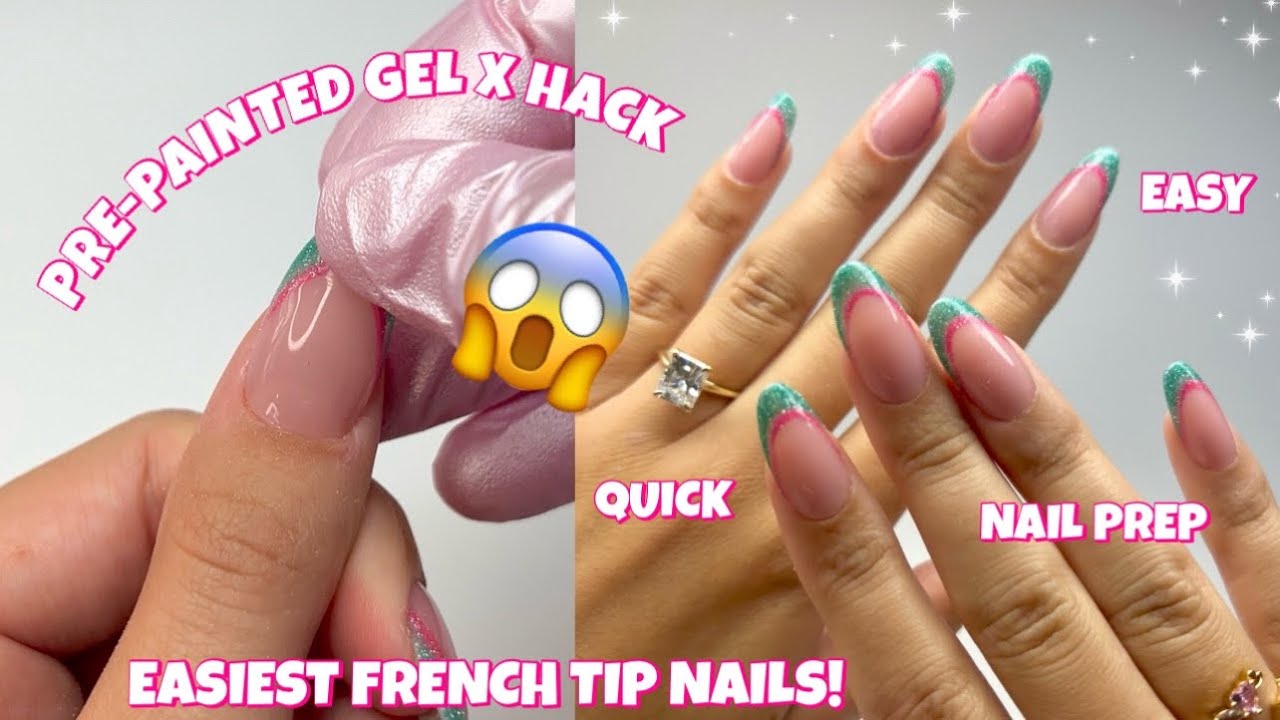 PRE-PAINTED GEL X FRENCH TIP NAIL HACK | THIS GEL X NAIL HACK IS A GAME CHANGER | EASY NAILS AT HOME