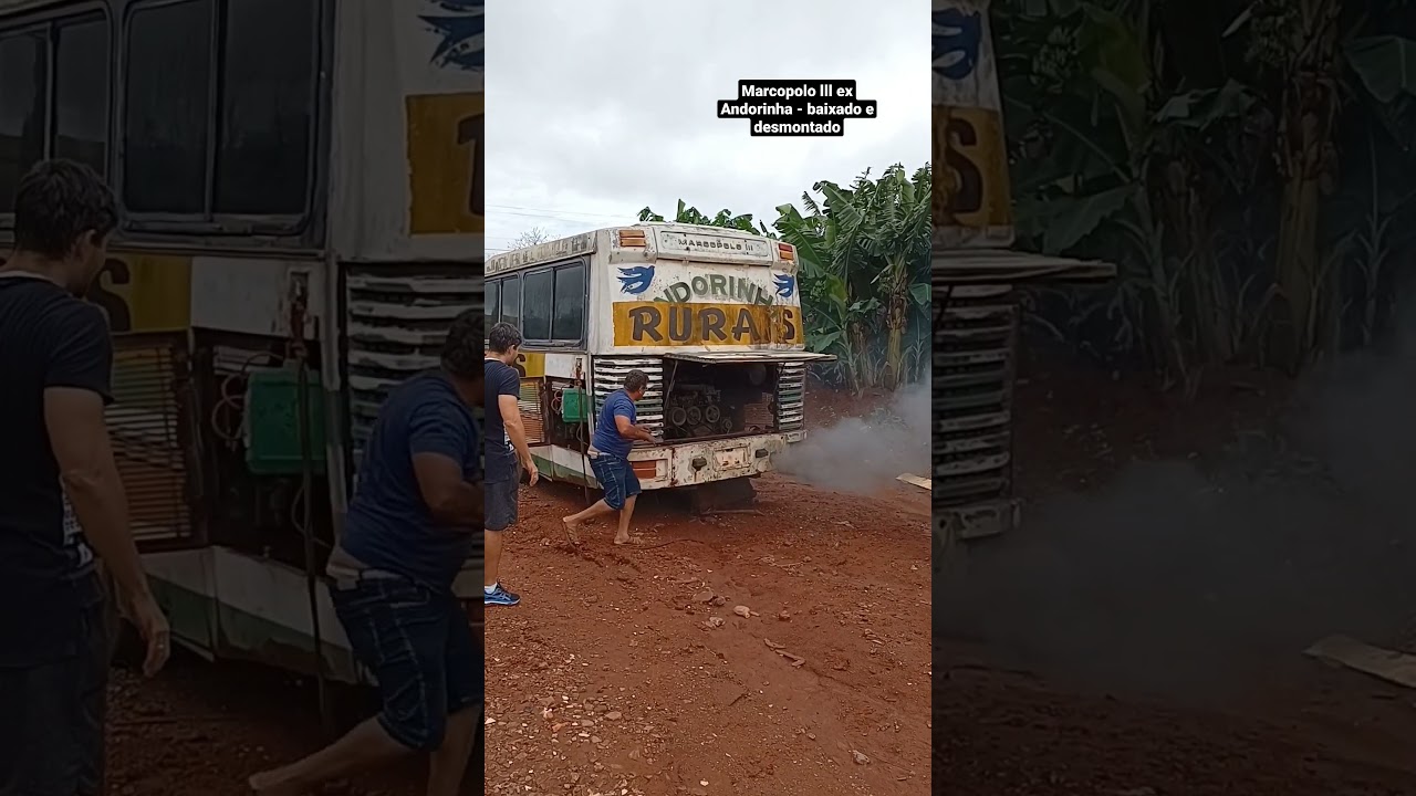 &Uacute;ltimos suspiros do Marcopolo lll Mercedes-Benz 355 ex Andorinha. Obs: Ve&iacute;culo baixado e desmontado.