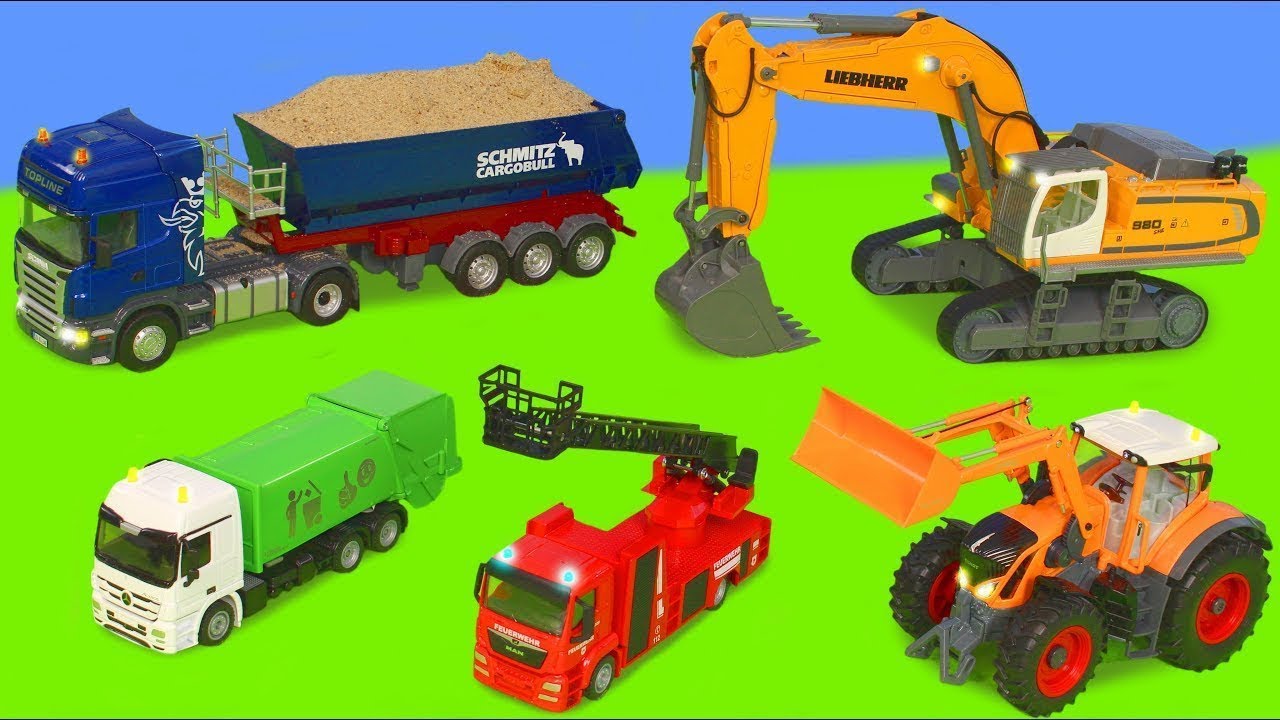 Koparka, ciężar&oacute;wka zabawki, dźwig Bagrownica - Zabawki strażackie - Excavator Toys