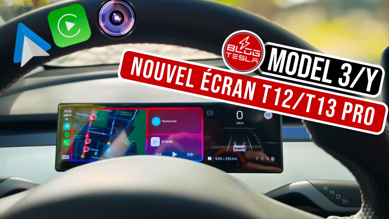 CarPlay, Android, Tableau de bord, Caméra : Test de l'écran T12 / T13 Pro pour Model 3, Y, Highland