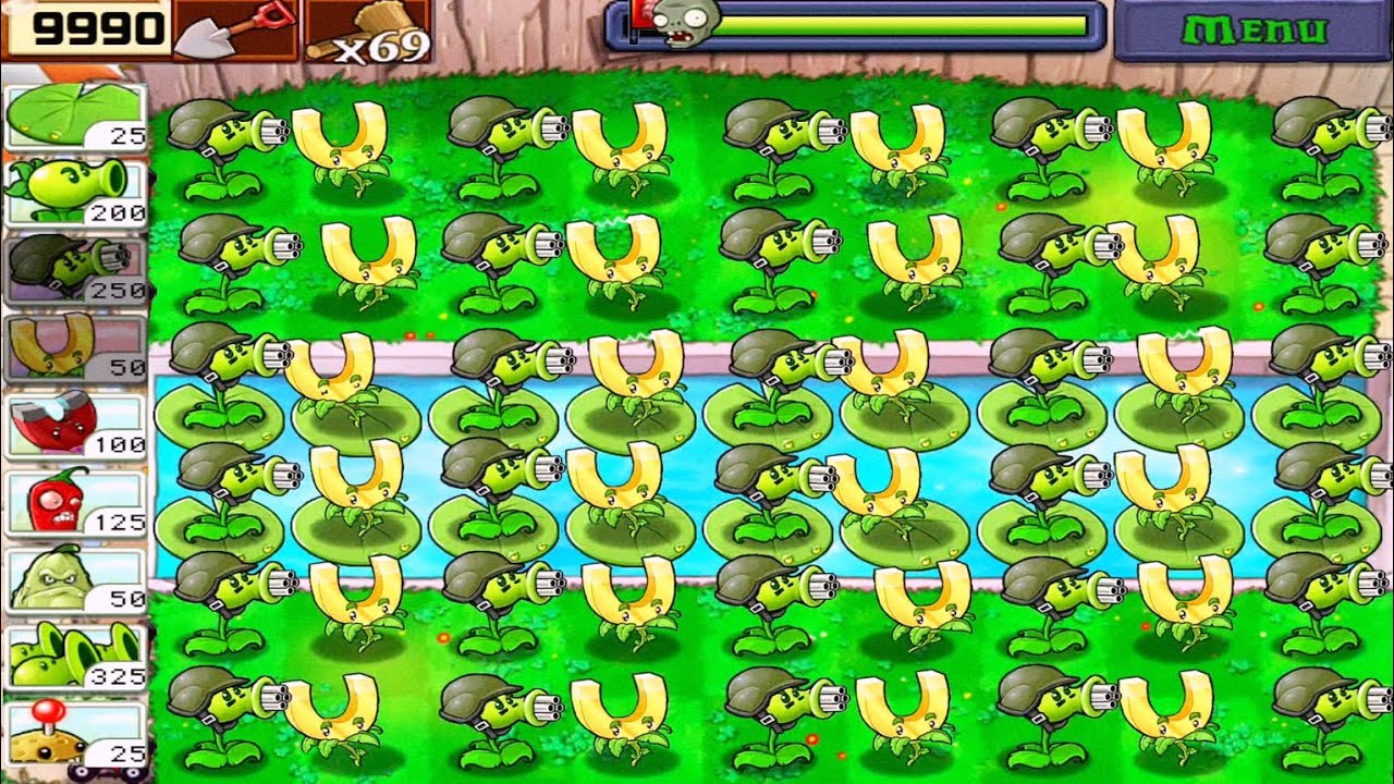 Plants vs Zombies • Gatling Pea + GoldMagnet shroom vs Zombies • Full Walkthrough HD [ 1080p ] 