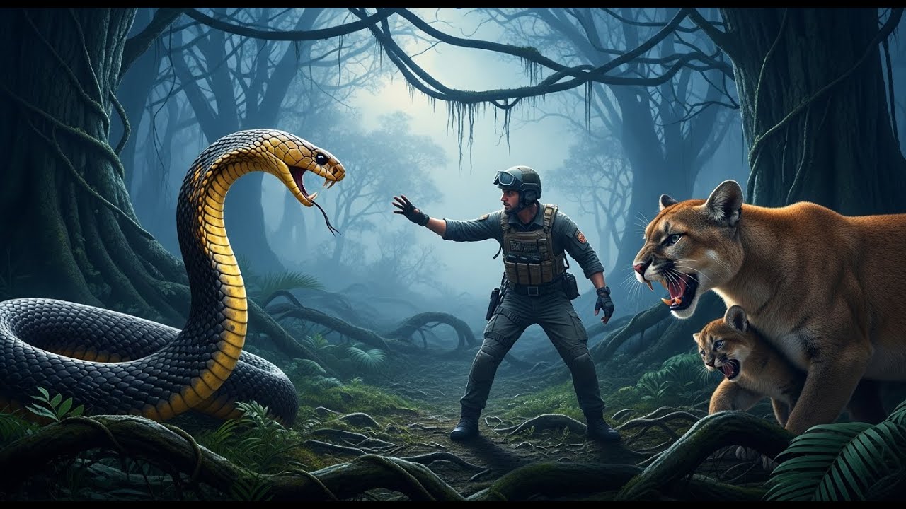 Heroic Rescue Team Fights Giant King Cobra To Save Poor Mother Mountain Lion
