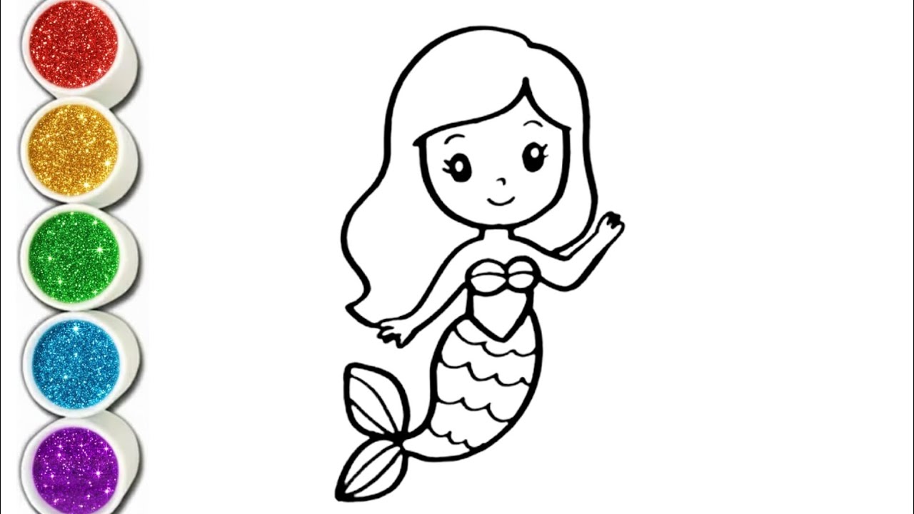 Cute Mermaid Drawing, painting & Colouring For Kids Toddlers_Kids Art'