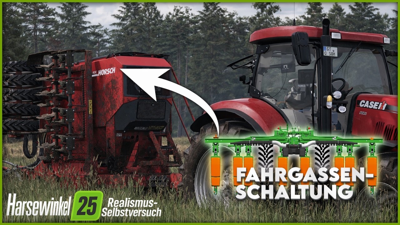 LS25 HARSEWINKEL - Hof Schürmann REALISMUS-SELBSTVERSUCH #048 -  HORSCH DC6 mit Fahrgassenschaltung