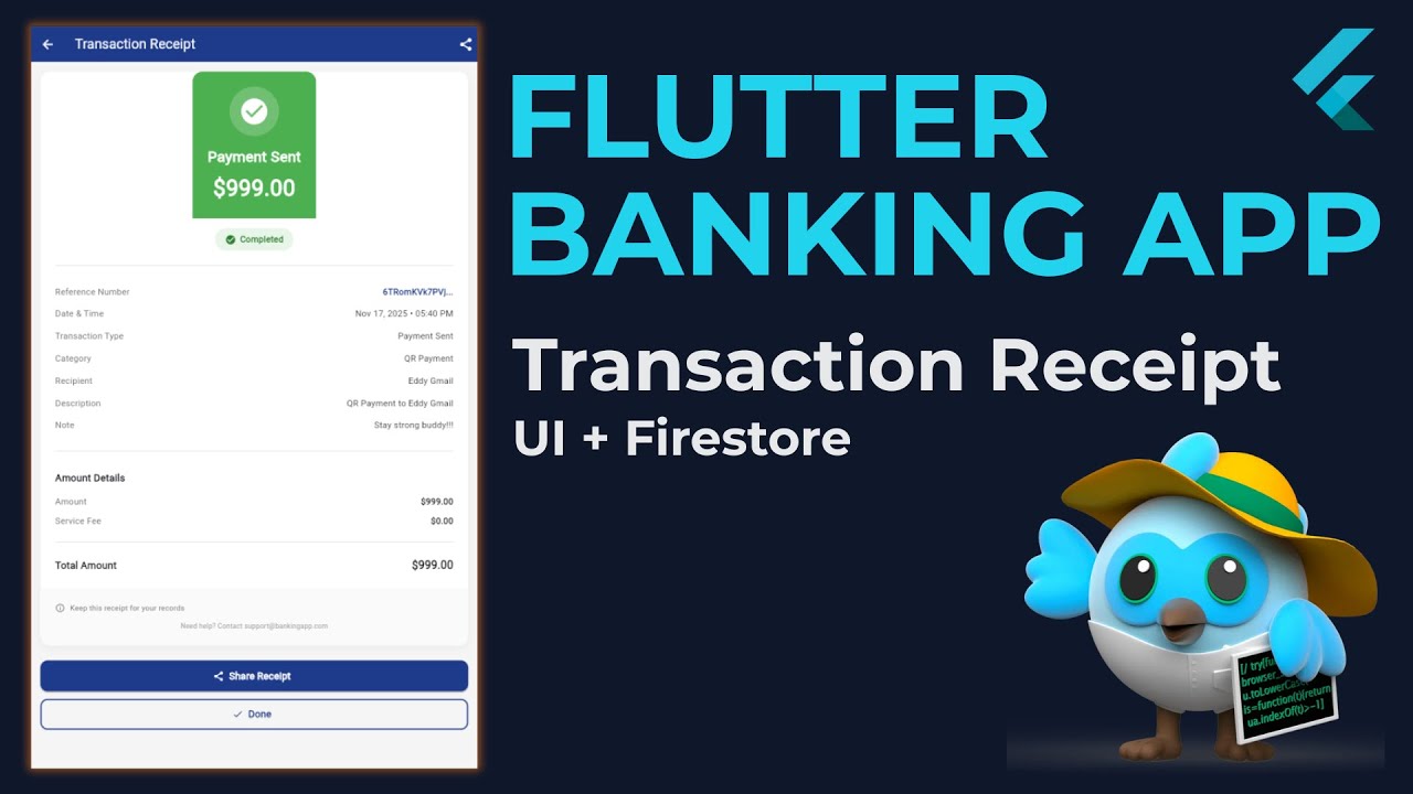 Build Professional Digital Payment Receipts in Flutter | Banking App Tutorial