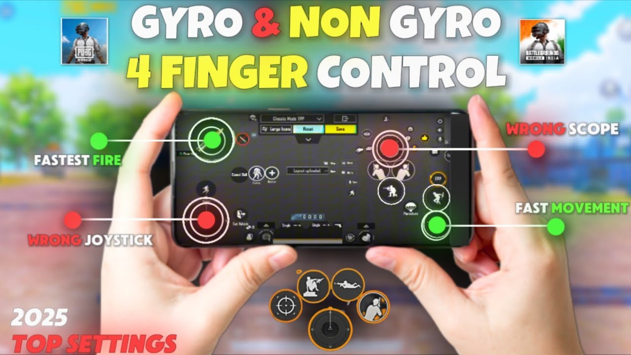 4 Finger Control Claw PUBG & BGMI🔥• Best 4 Finger Control Settings | Gyro & Non Gyro Both Control🎮