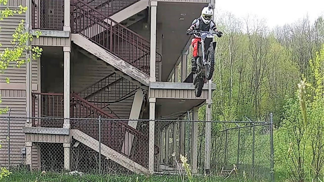 Urban Dirtbike Jump Off Hotel Balcony - Brodie Mountain Ski Area