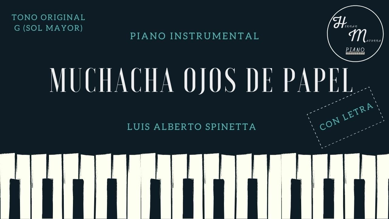 Muchacha ojos de papel - Luis Alberto Spinetta - Karaoke instrumental de piano - Tono Original G