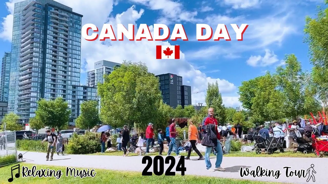 Canada Day Celebrations in Downtown Calgary | Walking Tour | Calm Music | Relaxing walk 1July 2024🇨🇦