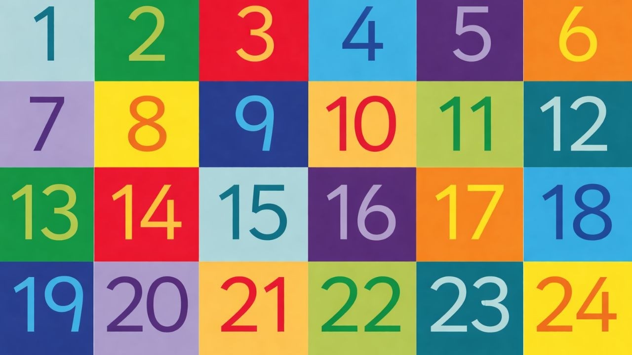 Counting Numbers 1 to 100 | 1 to 24 Learn numbers from with easy tracing and coloring.