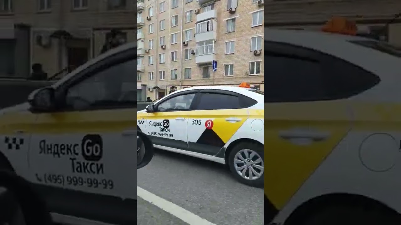 Taxi and people city in Moscow in Russia 