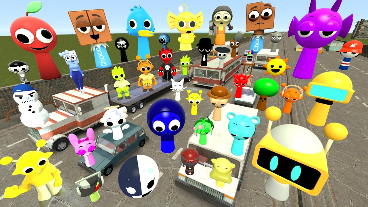I FOUND ALL MR SUN TREE FUN COMPUTER EVOLUTION SPRUNKI FAMILY in FREEWAY Garry's Mod