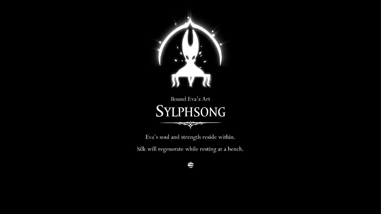 Hollow Knight: Silksong - Act III, final Eva upgrade, Sylphsong, regenerate silk at benches
