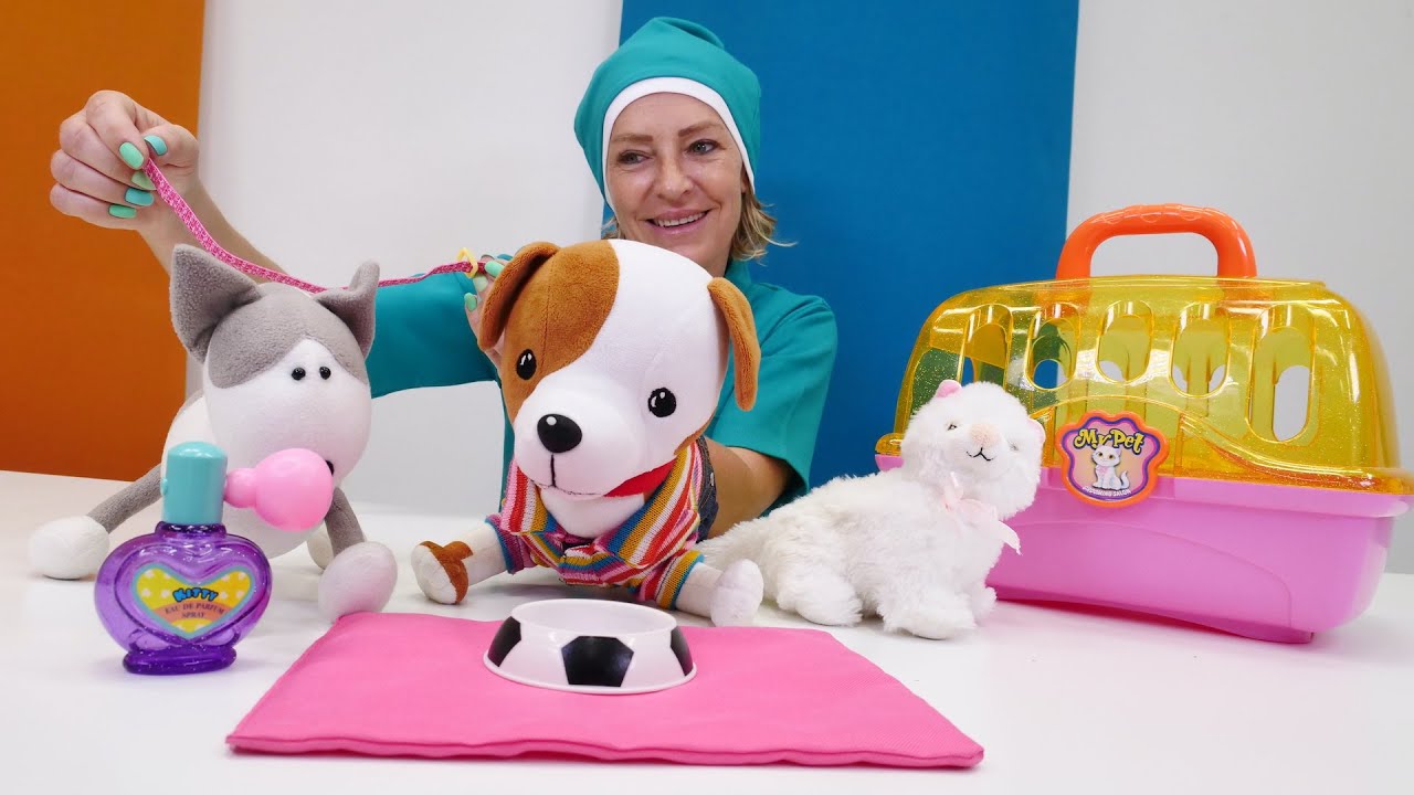 Nicoles grüne Box - Was macht ein Veterinär? - Spielzeug Video für Kinder