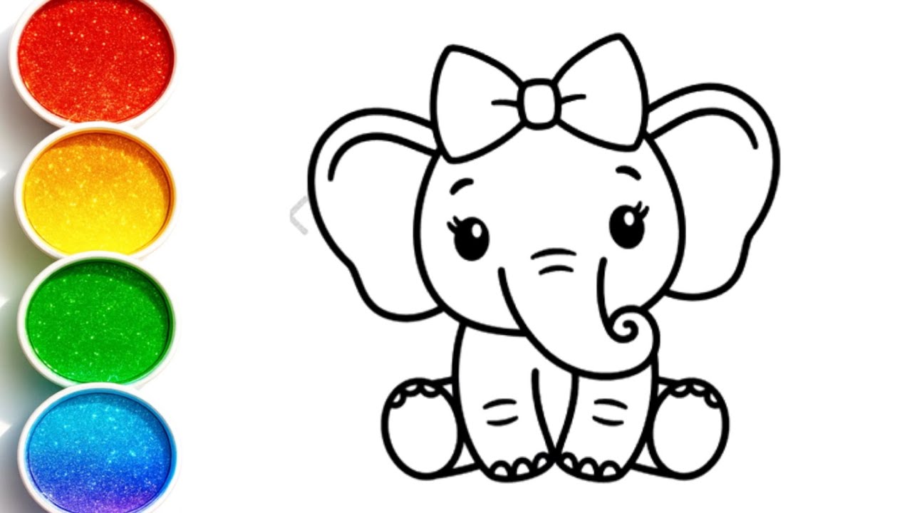 Easy Elephant Drawing, Painting & Coloring For Kids and Toddlers_ Kids Art
