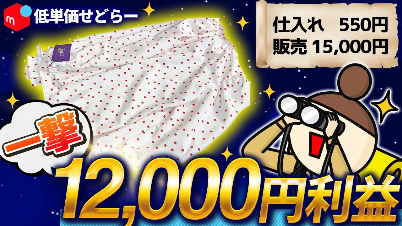 【メルカリ梱包】550円仕入れで一撃12,000円利益！〇〇はとにかく高値でいけ！【アパレルせどり】