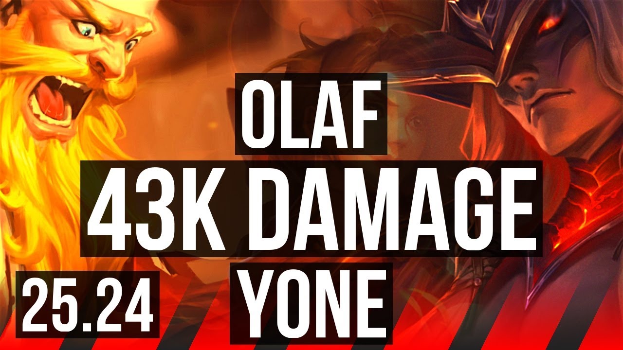OLAF vs YONE (TOP) | 6k gold comeback, Good KDA: 16/2/7, 43K damage | KR Master | 25.24
