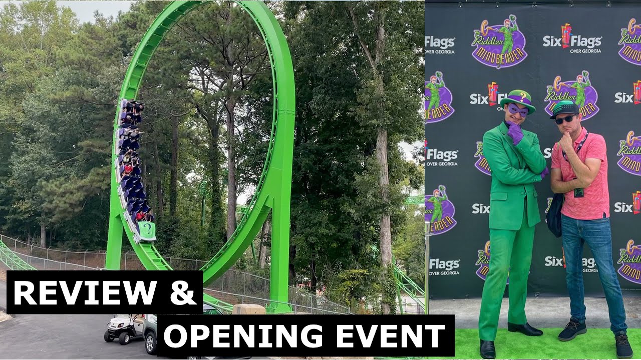 The Riddler Mindbender at Six Flags Over Georgia Reopening Ceremony & Review with Hyde