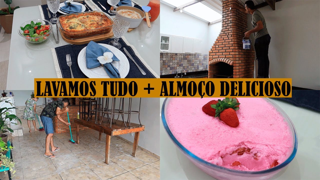 RESINAMOS A ÁREA GOURMET, LAVAMOS TUDO, FIZ ALMOÇO DELÍCIA E SOBREMESA FÁCIL + RECEBIDO