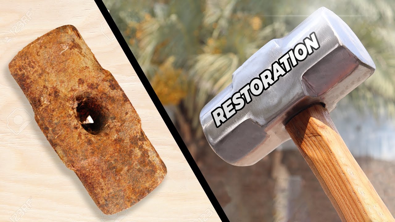 Turning old rusty hammer into Mjolnir TOOL RESTORATION Amazing Outcome - 18 lb viking hammer