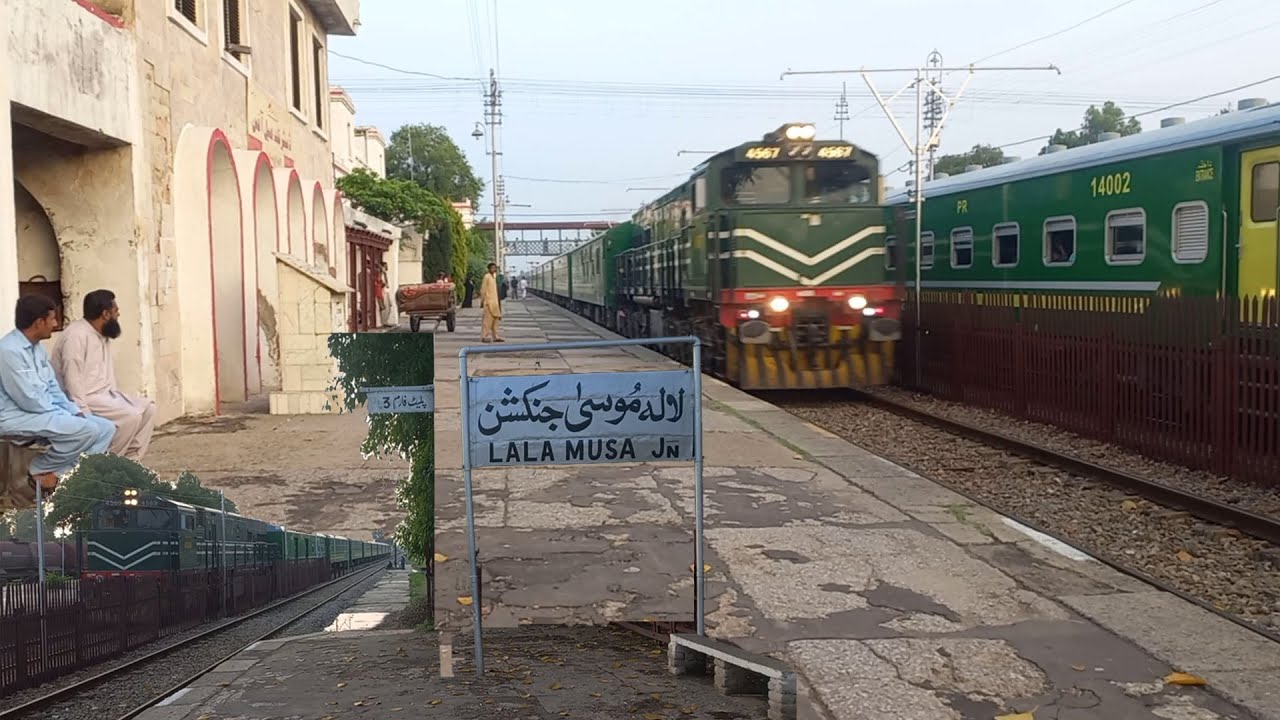 Cross of two premium trains Green line express 5up and 6dn at Lalamusa Junction Pakistan