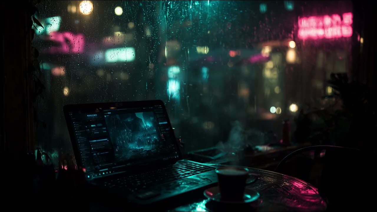 Cyber Cafe After Midnight ☕️ 1 Hour Synthwave for Coding | Cybra Wave