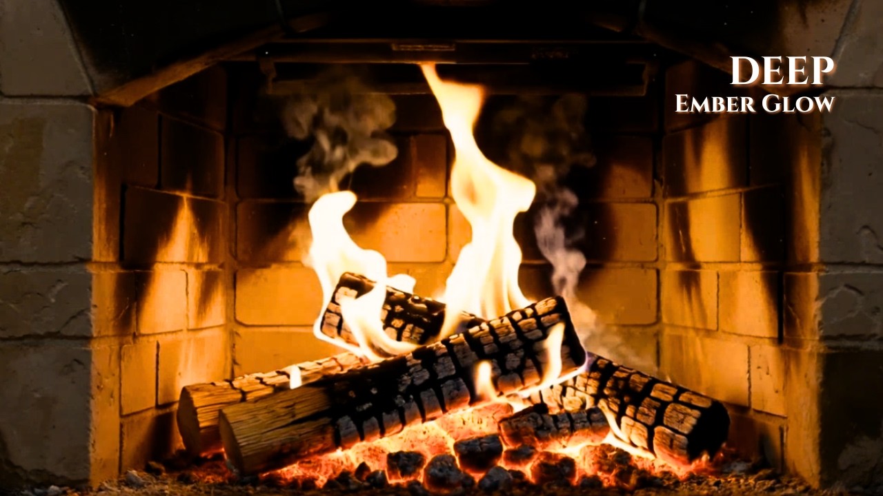 Cozy Fireplace Ambience with Crackling Fire Sounds | Deep Red Ember Glow