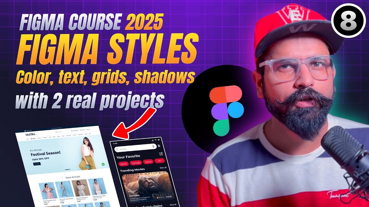 Figma text styles, color styles, grids and effect styles class 8 by graphics guruji
