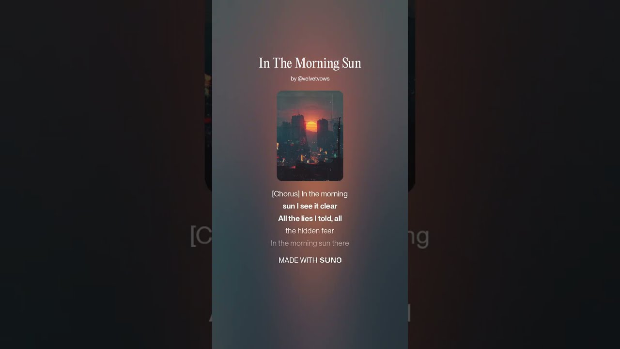 In the Morning Sun &mdash; 80s Cinematic Pop-Rock Ballad, Male Solo Baritone, Velvet Vows Signature
