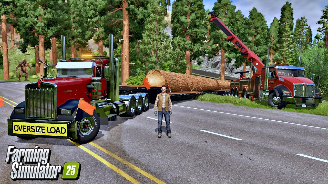 GIANT LOG vs SEMI TRUCK! We Got STUCK! | Farming Simulator 25 Heavy Tow Rescue