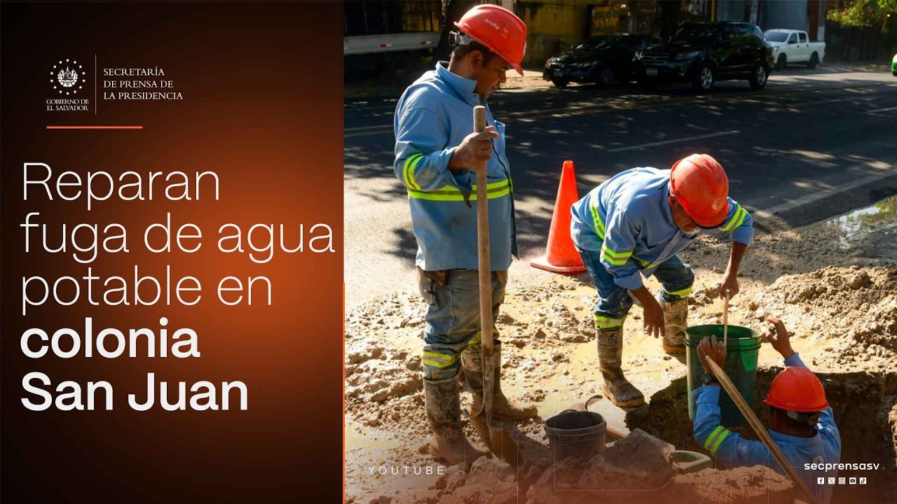 Gobierno del Presidente Nayib Bukele repara fuga de agua potable en colonia San Juan, San Salvador