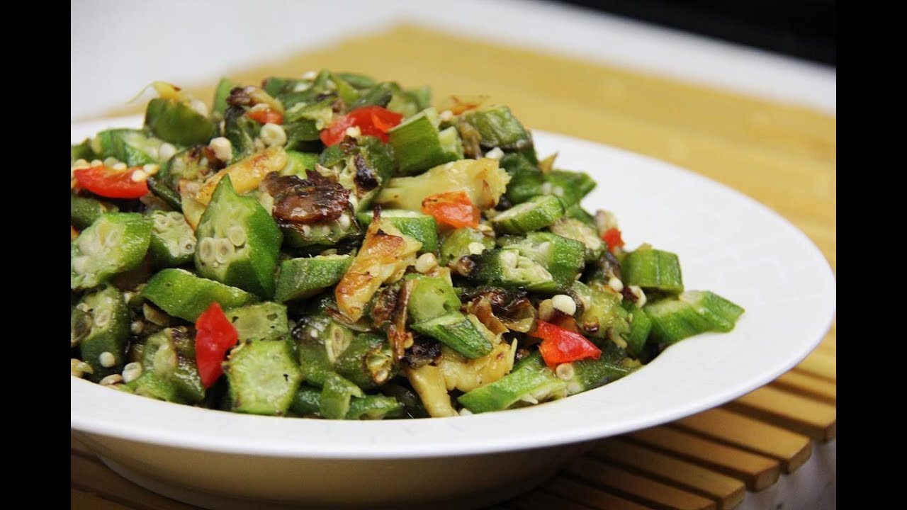 Fry Ochro (okra) with Salted Cod 