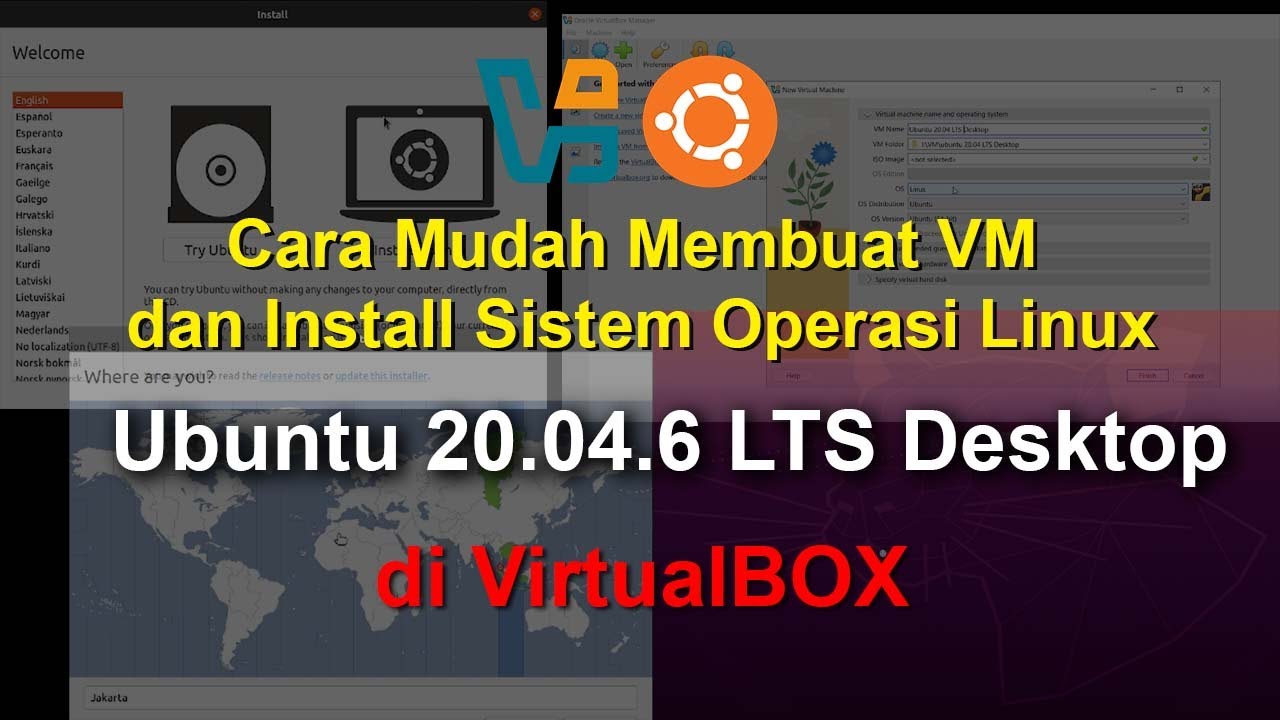 Cara membuat virtual mesin dan install sistem operasi linux ubuntu 20 04 LTS desktop di Virtualbox