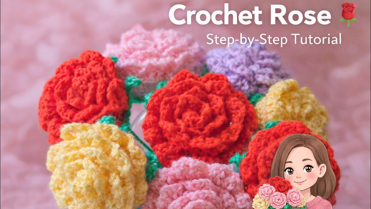 How to crochet a Rose 🌹| Crochet Flower Bouquet | Easy Tutorial for Beginners 