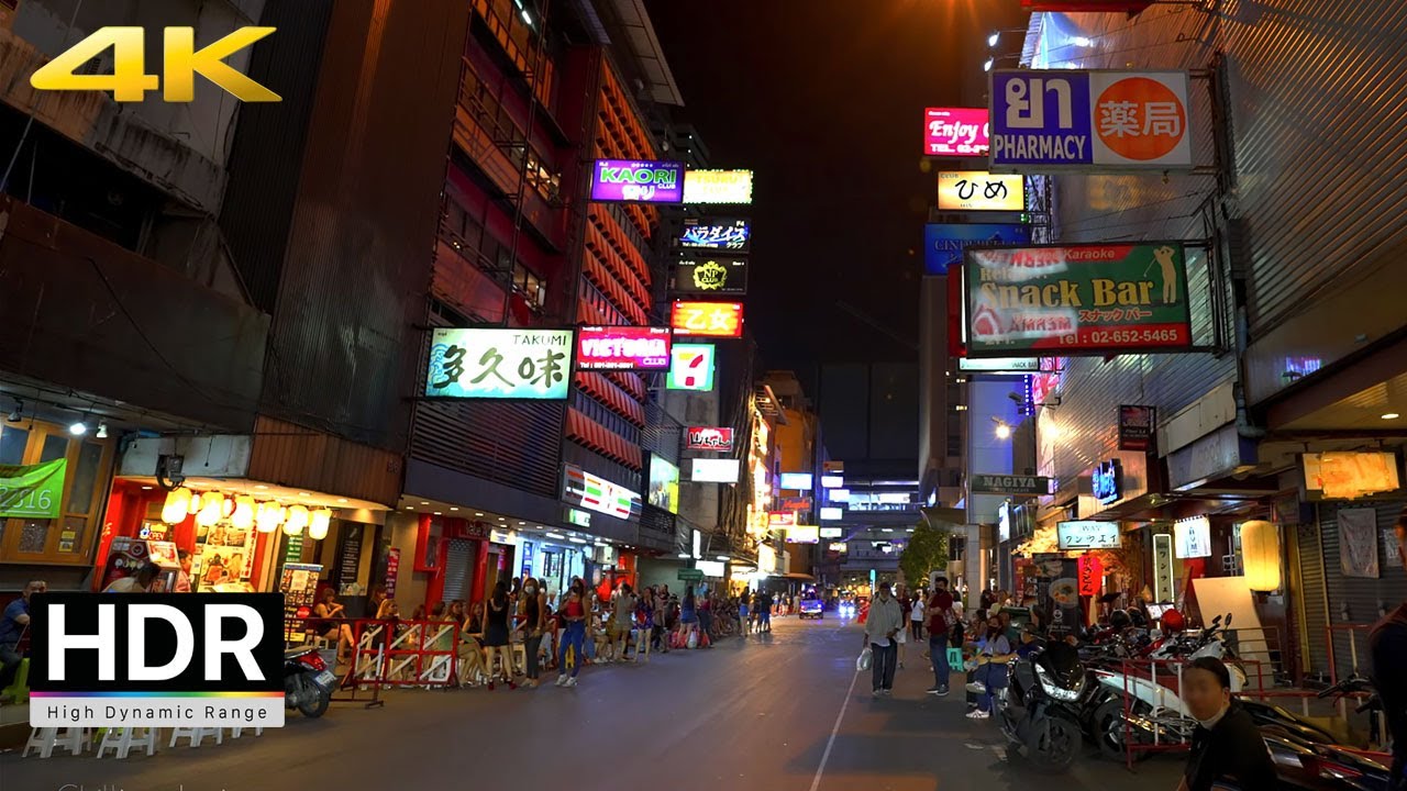 【🇹🇭 4K HDR】Night Walk from Chong Nonsi BTS to Thaniya Walking Street | Bangkok Thailand |August 2022