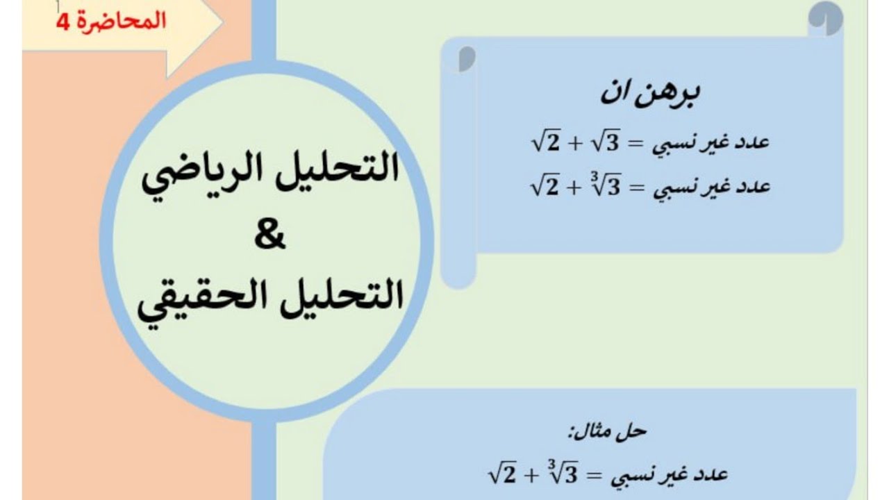 [التحليل الرياضي & التحليل الحقيقي ] المحاضرة4 {  حل مثل عن برهان الاعداد الغير نسبية    }