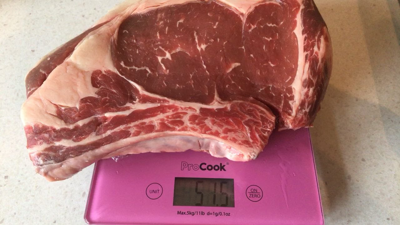 52oz Reverse Seared Steak Meat Porn on the bbq for Father's Day 2016