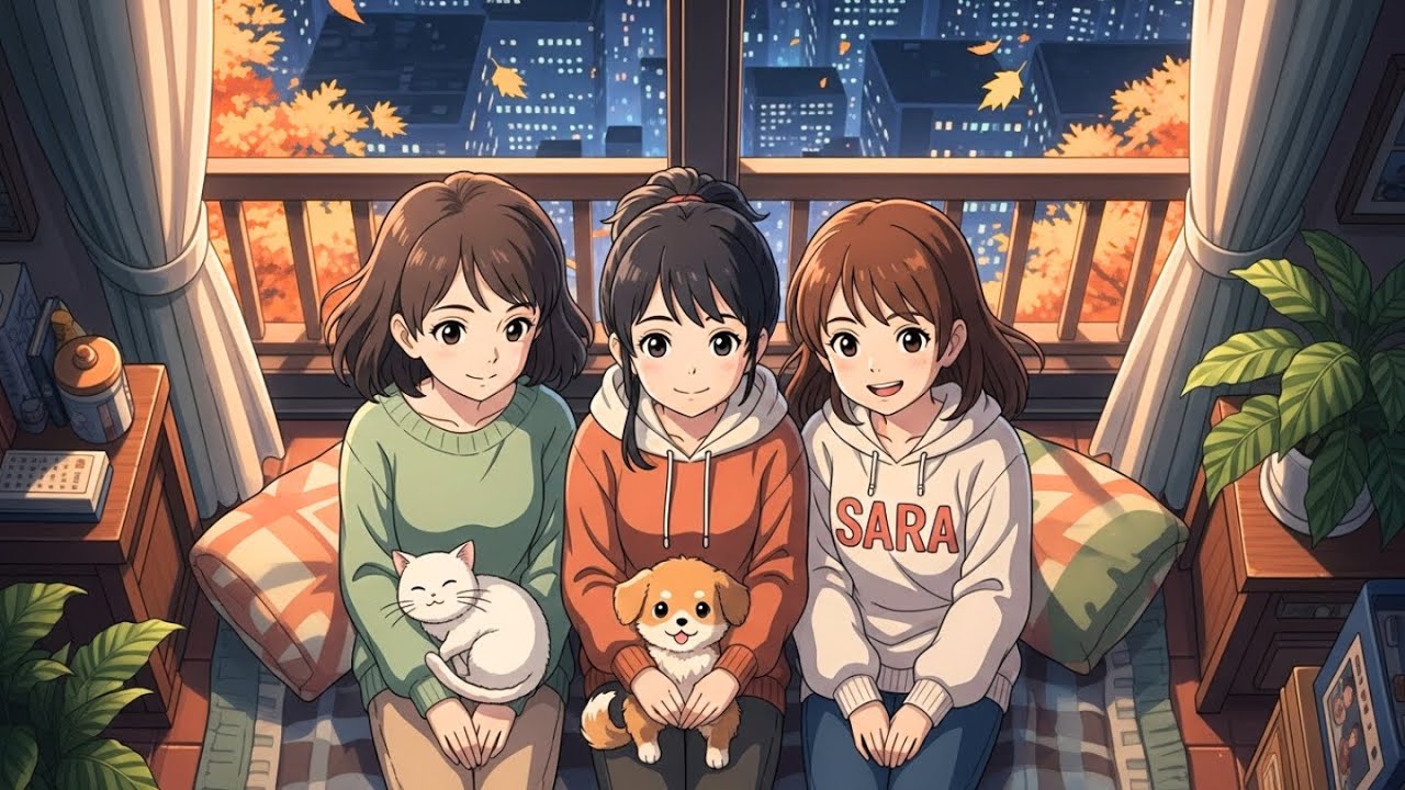 Cozy Autumn Week in a Tiny Apartment | Ghibli Style Cat & Dog ASMR
