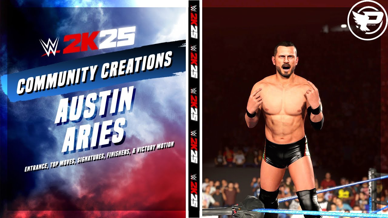 Выход Остина Ариеса в WWE 2K25, лучшие приёмы, коронные приёмы, добивания и победный приём (PS5)