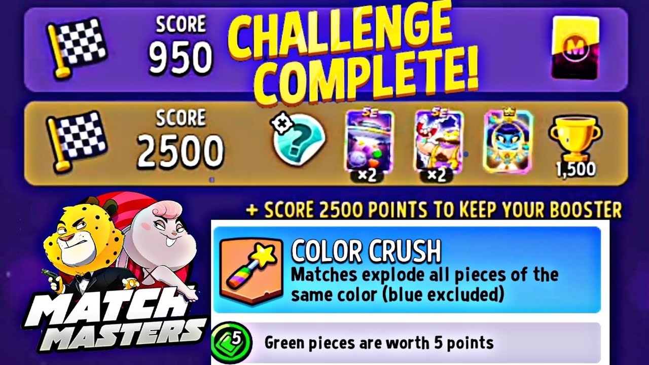 color crush solo challenge | match masters | color crush solo today | 2500 score