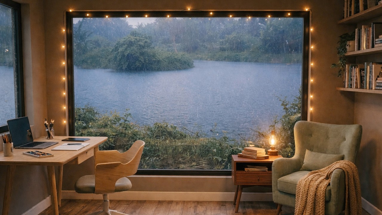 Rainy Lake Study Room | Deep Focus Ambient Music for Studying & Productivity