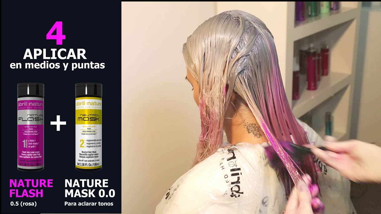 Mechas rosas con raíces grises paso a paso en abril et nature 📑💡