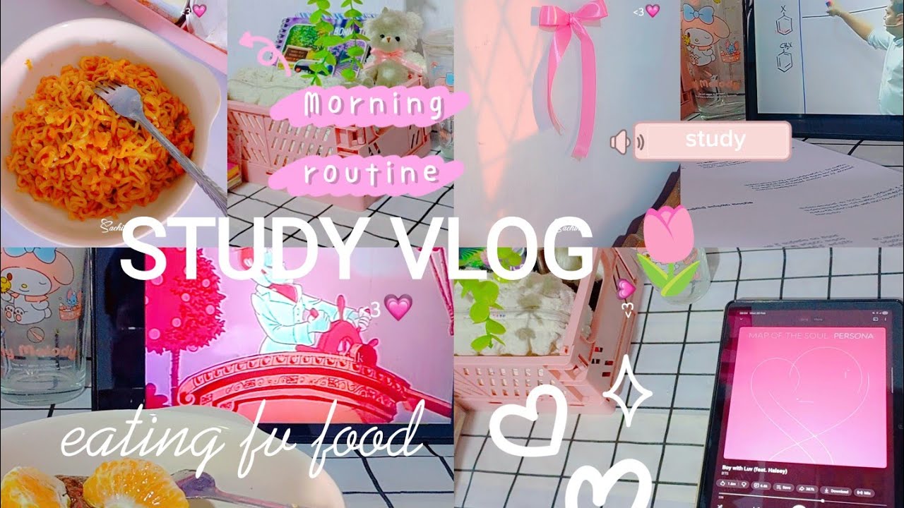 STUDY VLOG 🌷🎀| morning ,eating favorite food,slowed morning routine #study #love #aesthetic 